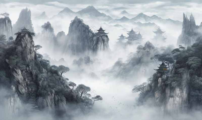 水墨山水画万里长城国画中国风,插画/手绘图,插画/手绘图库,插画/手绘图下载,插画/手绘